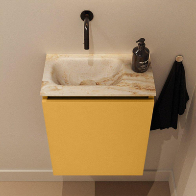 MONDIAZ TURE-DLUX 40cm toiletmeubel Ocher. EDEN wastafel Frappe positie links. Zonder kraangat.