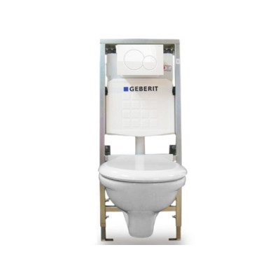 Plieger brussel toiletset inclusief Inbouwreservoir en closetzitting Geberit Sigma 01 afdekplaat wit