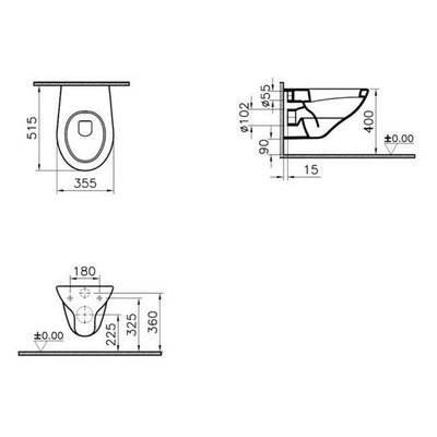 Nemo Intro Star+ hangwc 35,5x51,5cm porselein wit