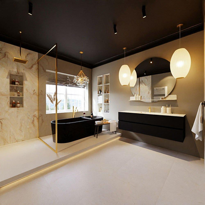 MONDIAZ VICA-DLUX Badkamermeubelset - 150cm - onderkast urban- 2 lades - inbouw wastafel cloud midden - 1 kraangat - 60cm hoge versie - frape