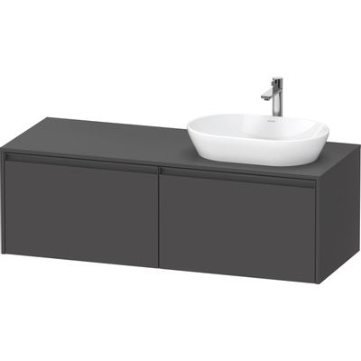 Duravit Ketho 2 wastafelonderbouwkast incl. consoleplaat met 2 laden voor waskom rechts 140x55x45.9cm met handgrepen antraciet grafiet mat