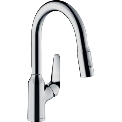 Hansgrohe M42 M429-H180 1-gats keukenkraan m. uittrekbare handdouche m. 360° draaibare uitloop chroom