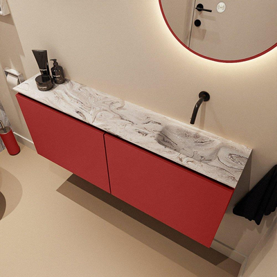 MONDIAZ TURE-DLUX 120cm toiletmeubel Fire. EDEN wastafel Glace positie rechts. Zonder kraangat.