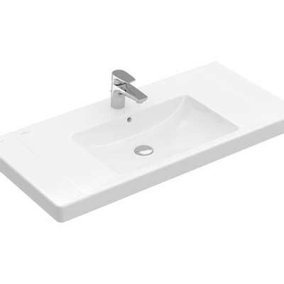 Villeroy & Boch Subway 2.0 wastafel - 80x47cm - 1 kraangat - ongeslepen - met overloop - keramiek - glans wit