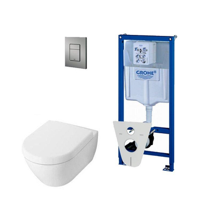Villeroy Boch Subway 2.0 DirectFlush Toiletset - grohe reservoir - bedieningsplaat - mat chroom