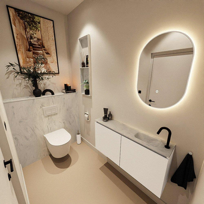 MONDIAZ TURE-DLUX 100cm toiletmeubel Talc. EDEN wastafel Opalo positie rechts. Met 1 kraangat.