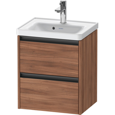 Duravit Ketho 2 Wastafelonderkast - 2 laden - 48.4x37.5x54.9cm - grepen antraciet - noten mat