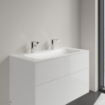 Villeroy & Boch Finion meubelwastafel met 2 kraangaten 100x50cm Ceramic+ zonder overloop stone white