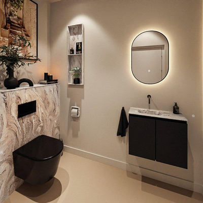 MONDIAZ TURE-DLUX 60cm toiletmeubel Urban. EDEN wastafel Glace positie links. Zonder kraangat.