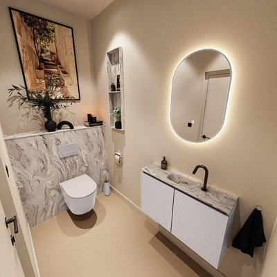 MONDIAZ TURE-DLUX 80cm toiletmeubel Cale. EDEN wastafel Glace positie midden. Met 1 kraangat.