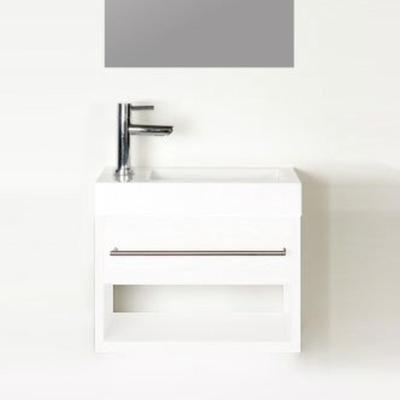 BRAUER Small Fonteinonderkast - 40x28x22cm - 1 lade - zonder greep - MDF - hoogglans wit