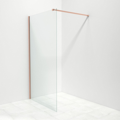 Saniclass Bellini inloopdouche 110x200cm met 8mm helder glas met koper profiel en stabilisatiestang