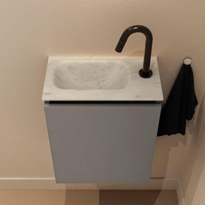 MONDIAZ TURE-DLUX 40cm toiletmeubel Smoke. EDEN wastafel Opalo positie links. Met 1 kraangat.