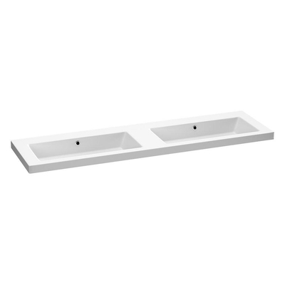 BRAUER Solar Medium wastafel 160x46x5cm - 2 wasbakken - 0 kraangaten - mineraalmarmer - mat wit