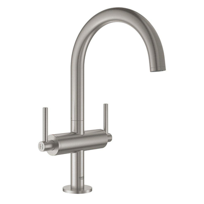 GROHE Atrio Wastafelkraan Opbouw - uitloop 16.6cm - L-size - push open - draaibaar - supersteel