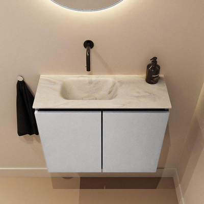 MONDIAZ TURE-DLUX 60cm toiletmeubel Plata. EDEN wastafel Ostra positie links. Zonder kraangat.