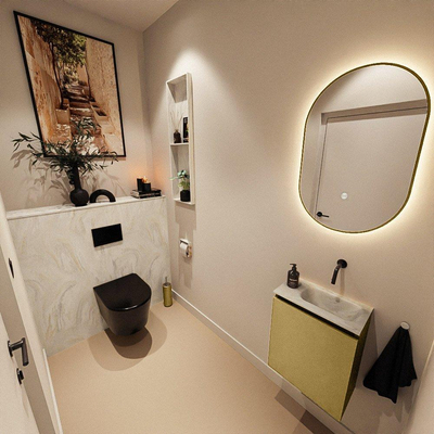 MONDIAZ TURE-DLUX 40cm toiletmeubel Oro. EDEN wastafel Ostra positie rechts. Zonder kraangat.