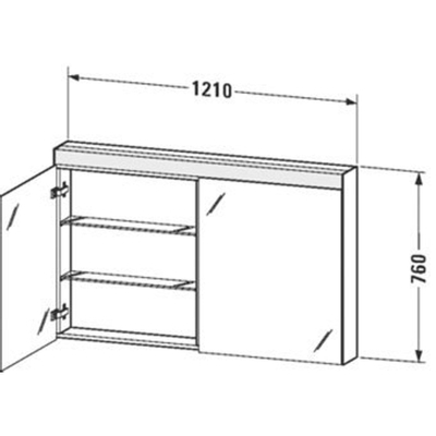 Duravit Better spiegelkast met LED verlichting m. 2 deuren 121x76x14.8cm m. schakelaar-stopcontact module