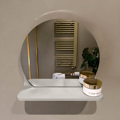 Mondiaz SPOT Badkamerspiegel - rond 30cm - spiegelplanchet - kleur Linen