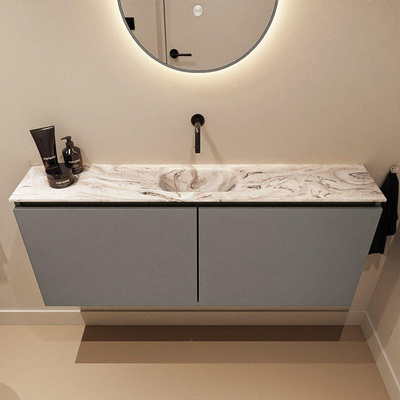 MONDIAZ TURE-DLUX 120cm toiletmeubel Smoke. EDEN wastafel Glace positie midden. Zonder kraangat.