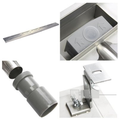 Wiesbaden 3e generatie douchegoot met muurflens en rooster 90 x 7 cm RVS