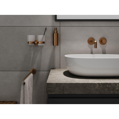 Haceka Kosmos Dubbele Bekerhouder - glas - geborsteld koper