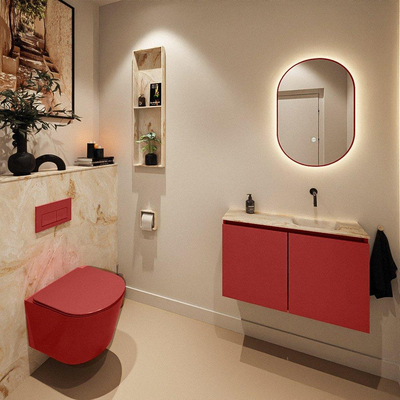 MONDIAZ TURE-DLUX 80cm toiletmeubel Fire. EDEN wastafel Frappe positie rechts. Zonder kraangat.