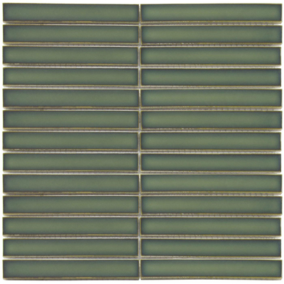 The Mosaic Factory Sevilla mozaïektegel 2x14.5x0.8cm voor wand kitkat finger Keramiek Forest Green Groen