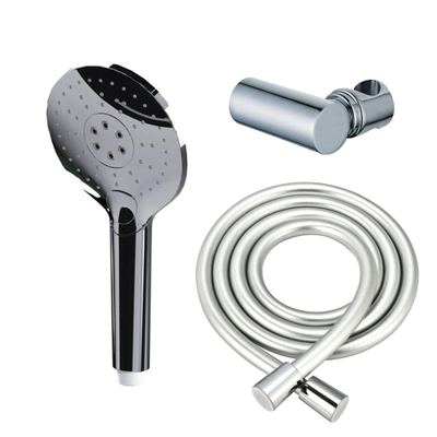 Fortifura Calvi Handdoucheset - Ø12 - rond - 3 straalsoorten - met houder - met gladde slang - 150cm - chroom