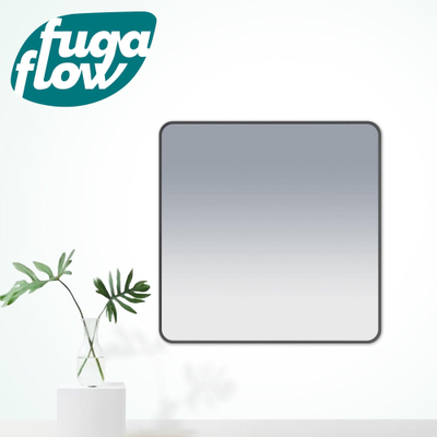 FugaFlow Eccelente Arredo 2.0 Square spiegel badkamerspiegel - 60X60cm - vierkant - afgerond - frame - mat zwart