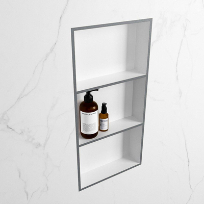 MONDIAZ EASY Nis - 59.5x29.5cm - geschikt voor in- of opbouw - 3 vakken - kleur Plata | Talc