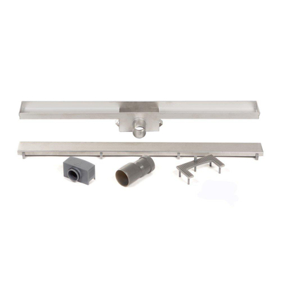 BRAUER Douchegoot - zonder flens - 90x7x6.7cm - ondiep - zijuitloop - RVS OUTLETSTORE