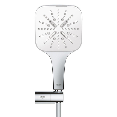 GROHE Rainshower SmartActive 130 Cube Handdoucheset - 3 straalsoorten - vierkant - met houder - verstelbaar - gladde slang - 150cm - chroom/moon white