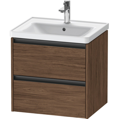 Duravit Ketho 2 wastafelonderbouwkast met 2 laden 58.4x45.5x54.9cm met grepen antraciet donker noten mat