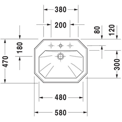 Duravit 1930 opbouwwastafel 58x47cm wit