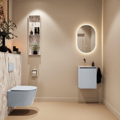 MONDIAZ TURE-DLUX 40cm toiletmeubel Clay. EDEN wastafel Glace positie links. Zonder kraangat.