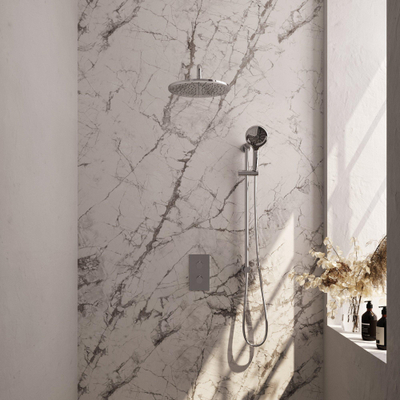 Brauer Chrome Edition Regendoucheset inbouw - hoofddouche 30cm - Gladde knop - handdouche rond 3 standen - glijstang - chroom