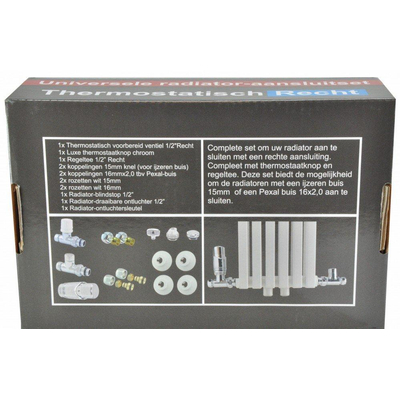 Wiesbaden Riko luxe thermostatische radiator aansluitset recht OUTLET