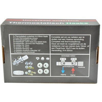 Riko set onderblok compl. haaks (links) 16x2,0 +15 knel chroom