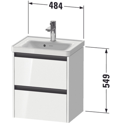 Duravit Ketho 2 Wastafelonderkast - 2 laden - 48.4x37.5x54.9cm - grepen antraciet - grafiet mat