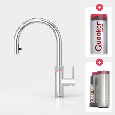 Quooker NL Flex kokendwaterkraan opbouw uitloop draaibaar met uittrekbare uitloop met Combi+ reservoir & Cube reservoir Chroom