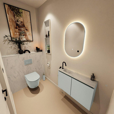 MONDIAZ TURE-DLUX 80cm toiletmeubel Greey. EDEN wastafel Opalo positie links. Met 1 kraangat.