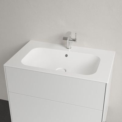 Villeroy & Boch Finion meubelwastafel 1 kraangat 80x50cm Ceramic+ met verdekte overloop stone white