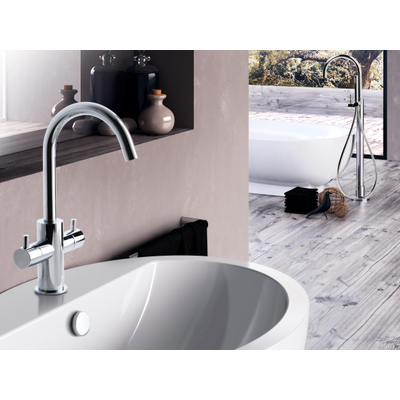 Hotbath Laddy wastafelmengkraan 2 knops zonder waste chroom SHOWROOMMODEL