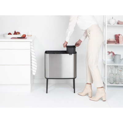 Brabantia Bo Touch Bin Afvalemmer - 3x11 liter - 3 kunststof binnenemmers - matt steel fingerprint proof