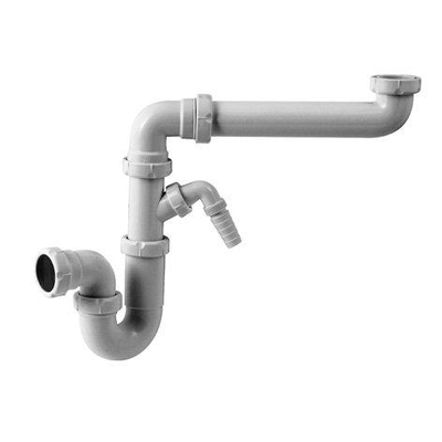 Riko Sifon ruimtebesparend met machineaansluiting 1 1/2" x 40 mm kunstof wit