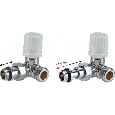 Riko luxe therm. ventiel 1/2''x15 (M22) knel haaks links chroom