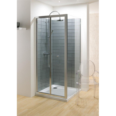 Crosswater Edge zijwand 90x195cm zilver profiel helder glas