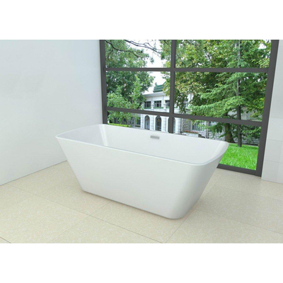 Wiesbaden Larx vrijstaand ligbad 170x78cm acryl glans wit met waste glans wit OUTLETSTORE