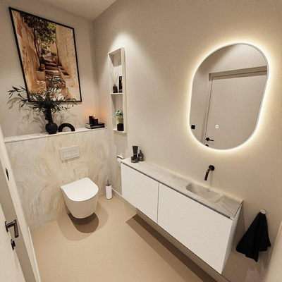 MONDIAZ TURE-DLUX 120cm toiletmeubel Talc. EDEN wastafel Ostra positie rechts. Zonder kraangat.